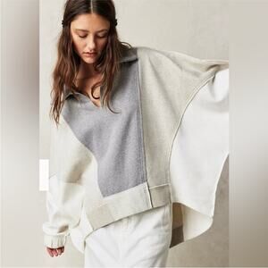 Free People Sidewalk Sweatshirt XL Colorblock Quarter Zip Pullover Oversized